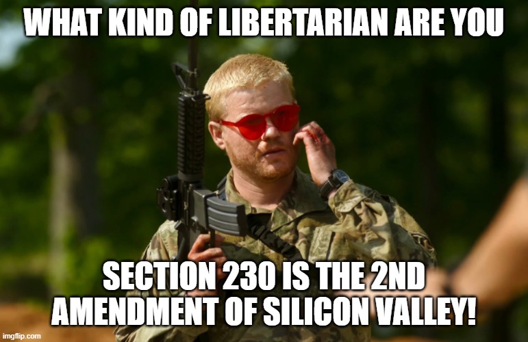 WHAT KIND OF LIBERTARIAN ARE YOU; SECTION 230 IS THE 2ND AMENDMENT OF SILICON VALLEY! | made w/ Imgflip meme maker