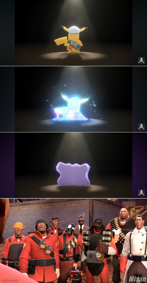 Let's hope that Ditto is not a bloody Spy. | image tagged in pokemon,wtf | made w/ Imgflip meme maker