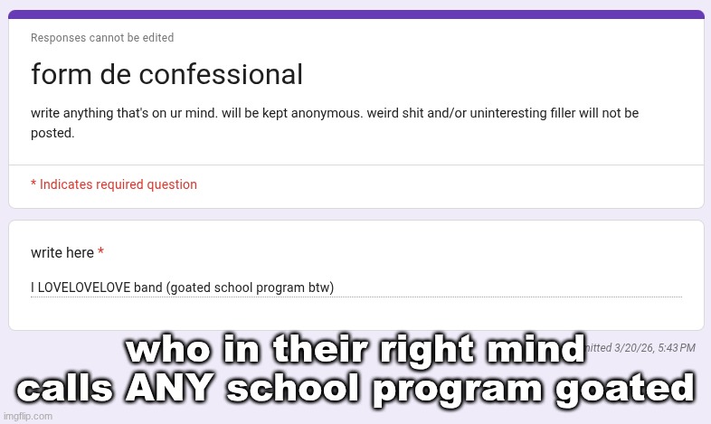 who in their right mind calls ANY school program goated | made w/ Imgflip meme maker