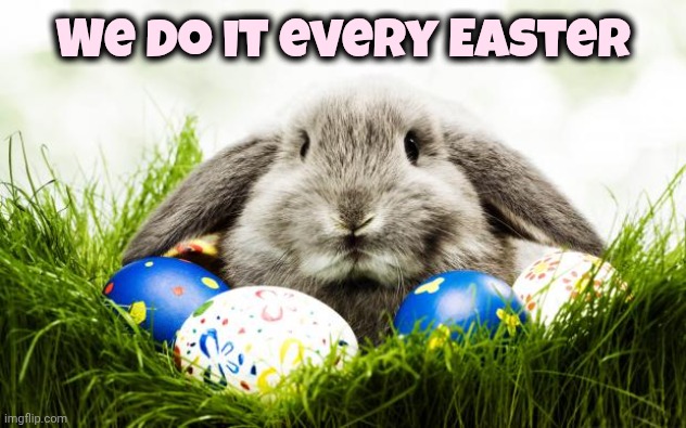 Easter bunny | We do it every Easter | image tagged in easter bunny | made w/ Imgflip meme maker