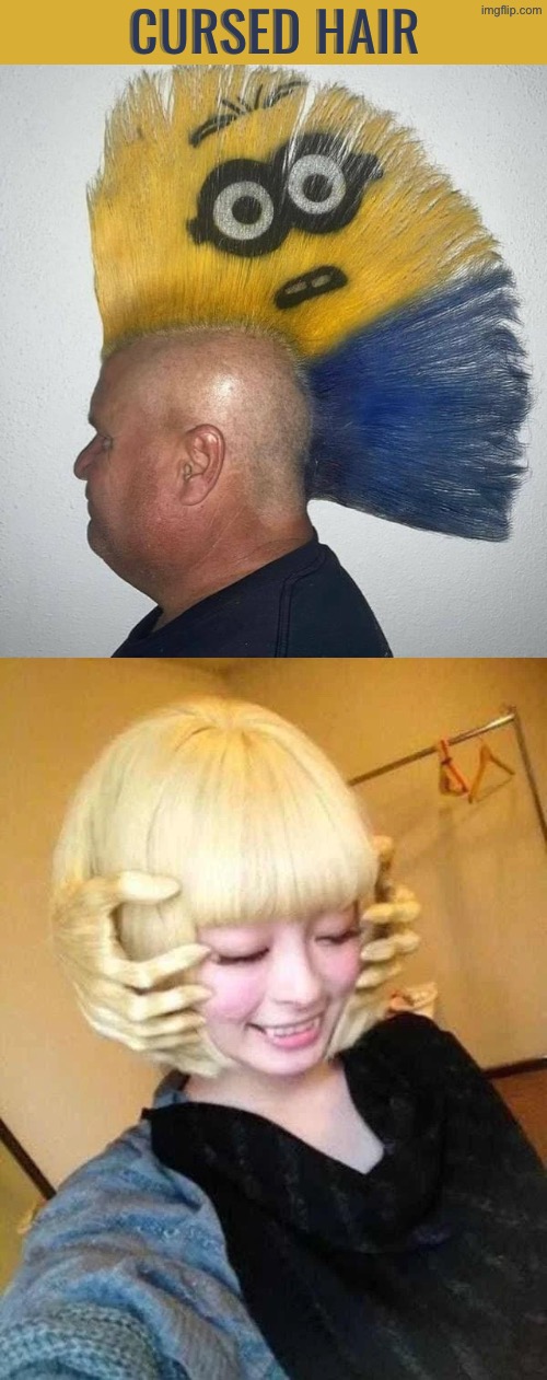 Cursed Hair | CURSED HAIR | image tagged in cursed images,hairstyle,spongebob,what a terrible day to have eyes,excuse me wtf,haircut | made w/ Imgflip meme maker