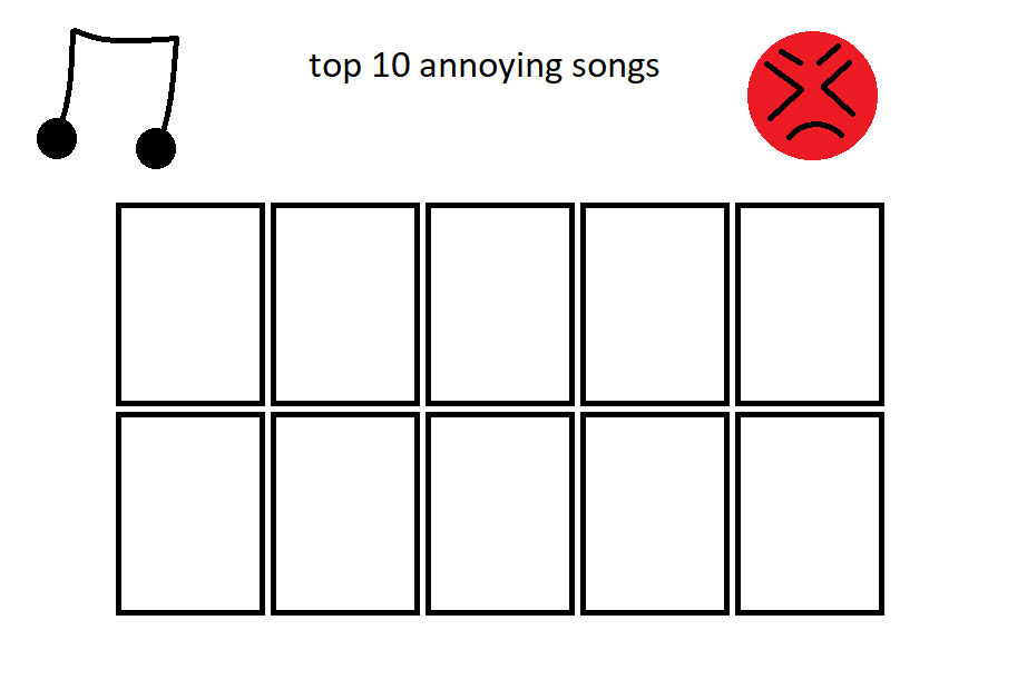 top 10 annoying songs Blank Meme Template