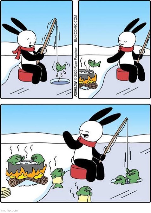 Buni Comics | image tagged in comics,buni comics,ice fishing,hot tub,come on in | made w/ Imgflip meme maker