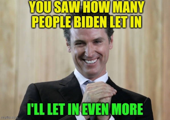 Scheming Gavin Newsom | image tagged in memes,biden,too many,illegals,gavin,even more | made w/ Imgflip meme maker