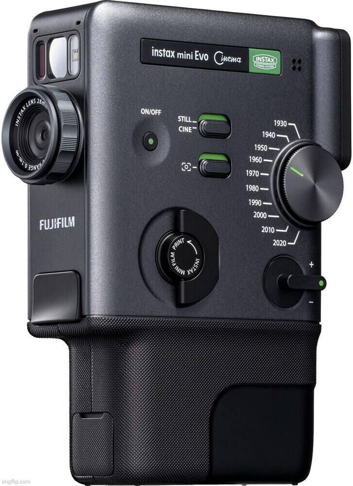 The New Fujifilm Instax Mini EVO Cinema | image tagged in fujifilm instax mini evo cinema,fujitsu,fujifilm,instax,cinema | made w/ Imgflip meme maker
