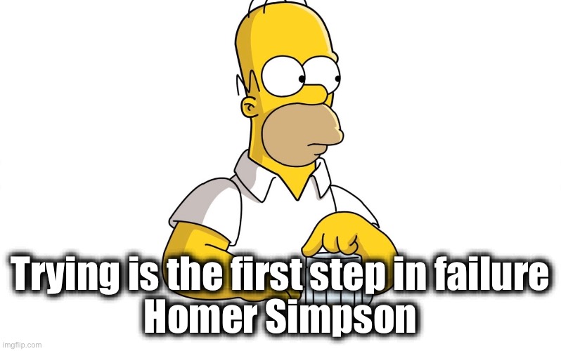 Trying is the first step in failure
Homer Simpson | image tagged in funny memes | made w/ Imgflip meme maker