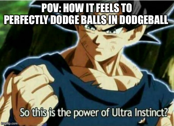 School moments that make you feel cool | POV: how it feels to perfectly dodge balls in dodgeball | image tagged in so this is the power of ultra instinct | made w/ Imgflip meme maker