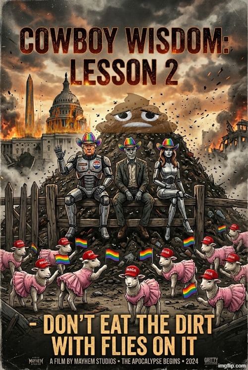 COWBOY WISDOM: LESSON 2 | image tagged in cowboy father and son,cowboy wisdom,trump,epstein,shitpost,memes | made w/ Imgflip meme maker