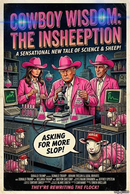 COWBOY WISDOM: THE INSHEEPTION | image tagged in cowboy wisdom,cowboy father and son,inception,leonardo inception extended,donald trump,memes | made w/ Imgflip meme maker