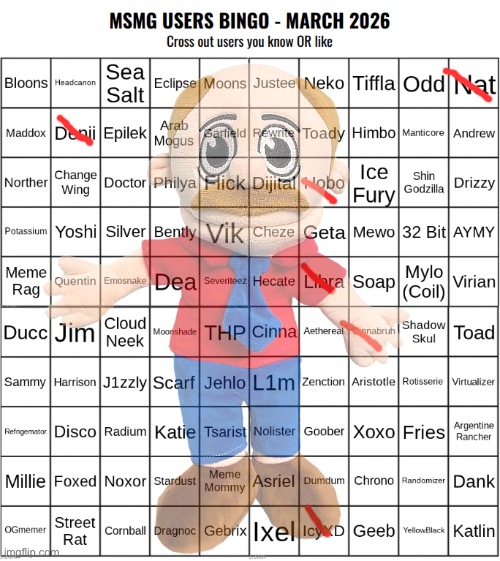 MSMG Users Bingo (March 2026) | image tagged in msmg users bingo march 2026 | made w/ Imgflip meme maker