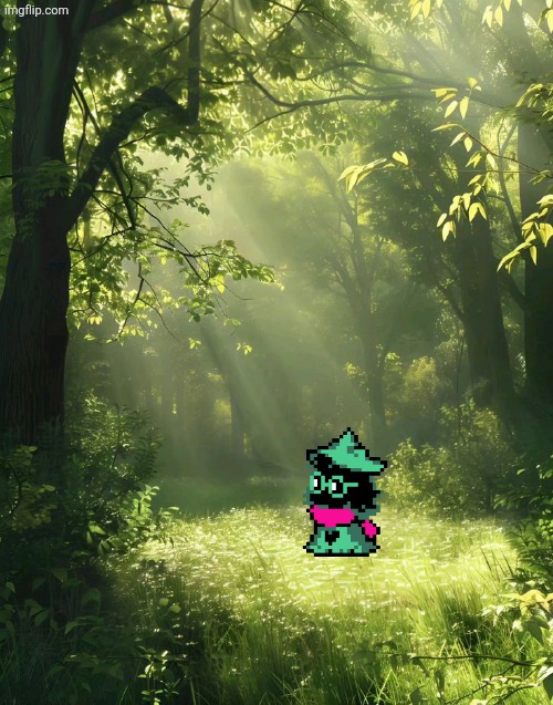 Ralsei in a forset heh haven't done something like this in a while well here is one | made w/ Imgflip meme maker