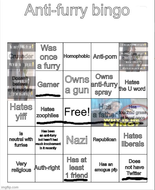 bottom 10 bingos oat | image tagged in anti-furry bingo | made w/ Imgflip meme maker