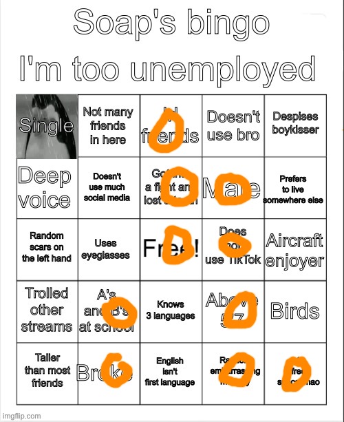 Soap's bingo | image tagged in soap's bingo | made w/ Imgflip meme maker