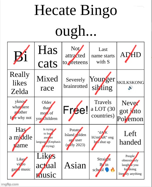 Hecate Bingo | image tagged in hecate bingo | made w/ Imgflip meme maker