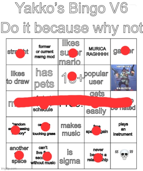 Yakko’s Bingo V6 | image tagged in yakko s bingo v6 | made w/ Imgflip meme maker