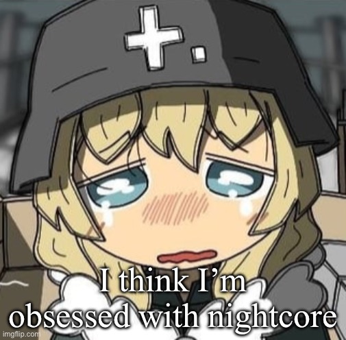 Yuuri crying | I think I’m obsessed with nightcore | image tagged in yuuri crying | made w/ Imgflip meme maker