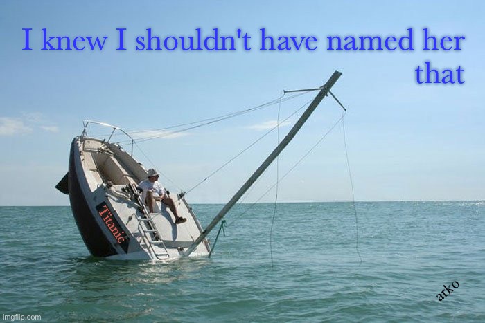 Rock Da Boat | I knew I shouldn't have named her
that; Titanic; arko | image tagged in rock da boat | made w/ Imgflip meme maker