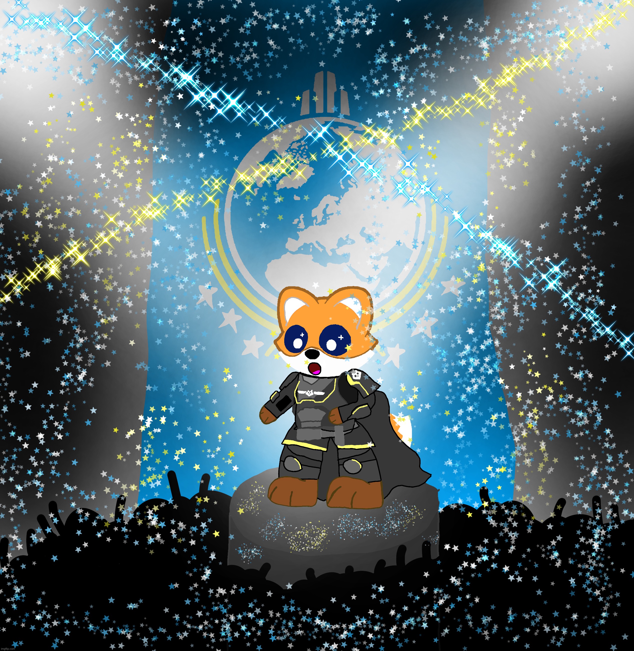 back to drawing assholes XD | image tagged in waffle,wafflethefox,helldivers2,helldivers,fanart,giftart | made w/ Imgflip meme maker