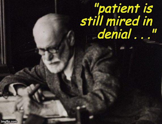 "patient is 
still mired in 
denial . . ." | made w/ Imgflip meme maker