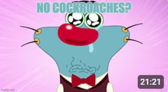 No Cockroaches??? (raiding this stream) | No Cockroaches? | image tagged in oggy crying | made w/ Imgflip meme maker