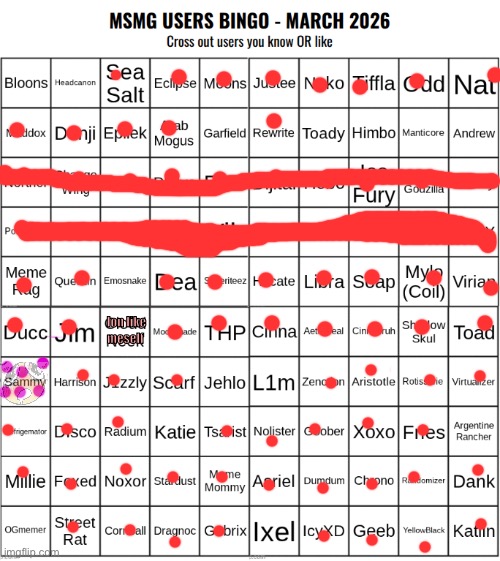 MSMG Users Bingo (March 2026) | Ion like meself | image tagged in msmg users bingo march 2026 | made w/ Imgflip meme maker