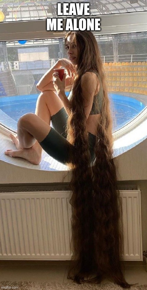 Lonely Rapunzel | Leave me alone | image tagged in long hair,princess | made w/ Imgflip meme maker