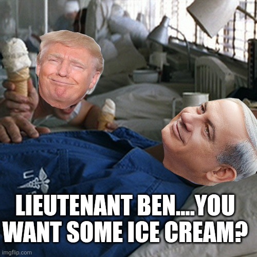 Forrest Trump | Lieutenant Ben....you want some ice cream? | image tagged in forrest gump ice cream | made w/ Imgflip meme maker