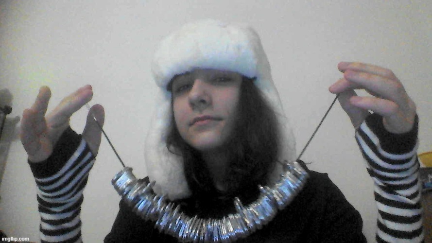 strung up all the can tabs i've collected over the years onto a necklace | made w/ Imgflip meme maker