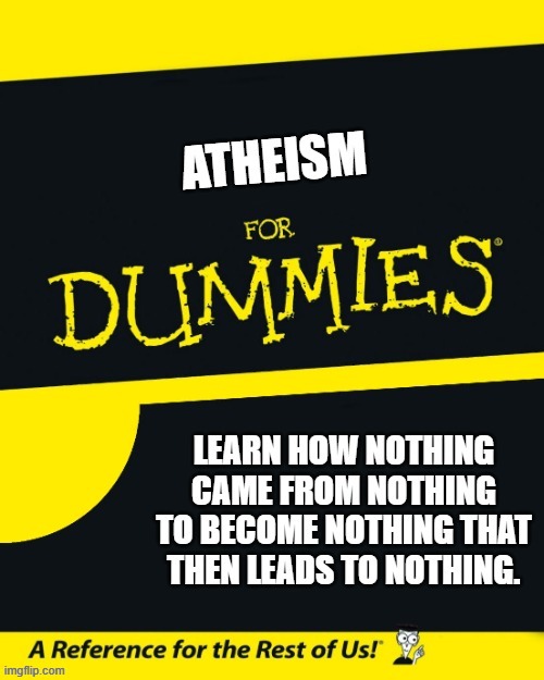 Nothing. | image tagged in nothing,wow look nothing,atheism,for dummies book | made w/ Imgflip meme maker