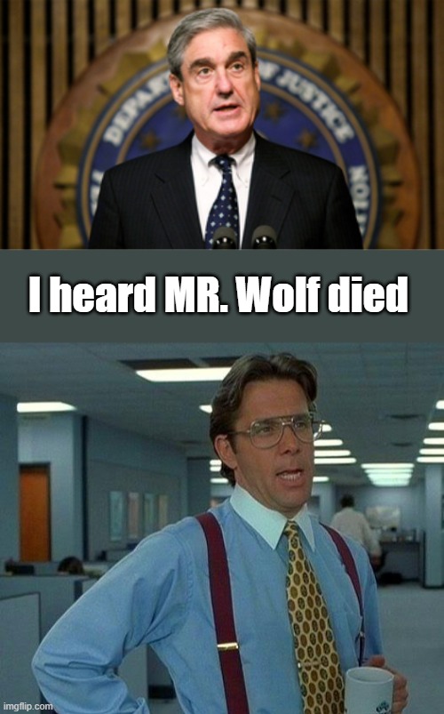 Clean up in DC Mr Wolf | I heard MR. Wolf died | image tagged in memes,that would be great | made w/ Imgflip meme maker