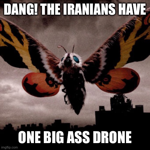 Mothra | Dang! The Iranians have One big ass drone | image tagged in mothra | made w/ Imgflip meme maker