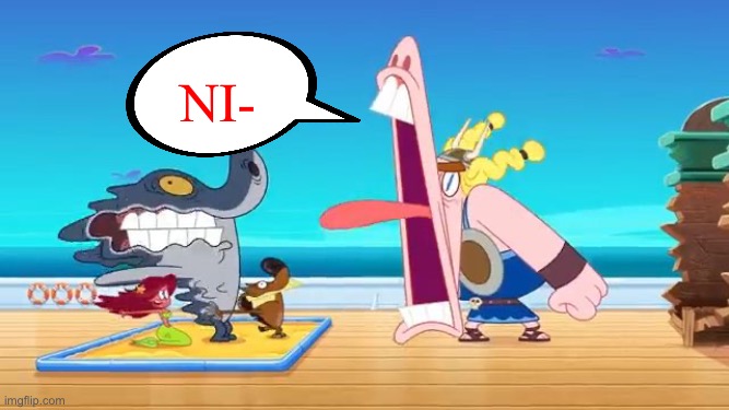 Viking screaming at Zig, Marina, and Sharko | Ni- | image tagged in viking screaming at zig marina and sharko | made w/ Imgflip meme maker
