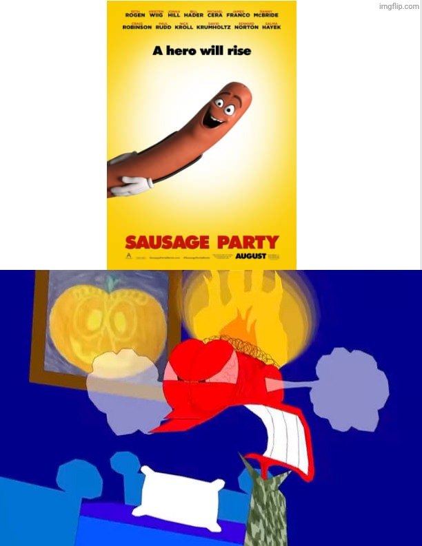 Matthew hates sausage party | image tagged in who hates sausage party,deviantart,youtube,sony,sausage party,deviantart week | made w/ Imgflip meme maker