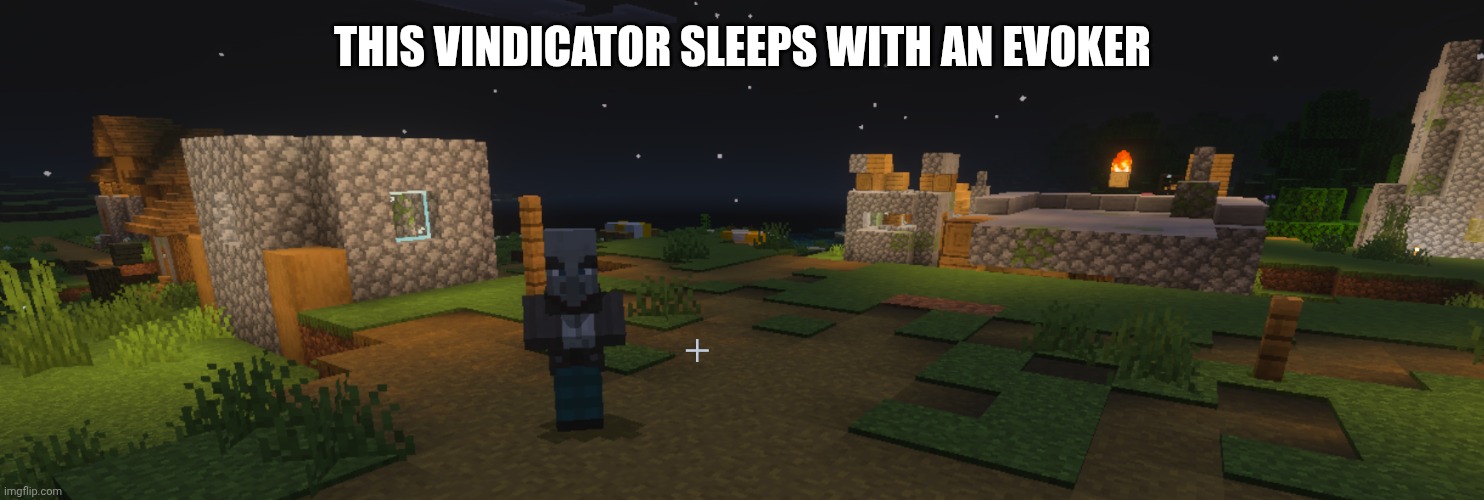 Vindicator | This vindicator sleeps with an evoker | image tagged in vindicator | made w/ Imgflip meme maker