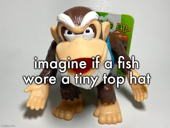 cranky kong | imagine if a fish wore a tiny top hat | image tagged in cranky kong | made w/ Imgflip meme maker