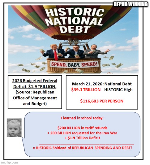 Republican Historic Spending: Eat, Spend, Sleep, Repeat | repub winning | image tagged in republican historic spending eat spend sleep repeat | made w/ Imgflip meme maker