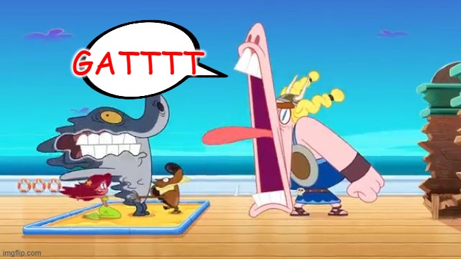 GATTTT | image tagged in viking screaming at zig marina and sharko | made w/ Imgflip meme maker