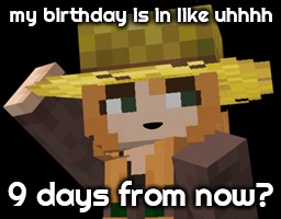 minecraft female farmer villager | my birthday is in like uhhhh; 9 days from now? | image tagged in minecraft female farmer villager | made w/ Imgflip meme maker
