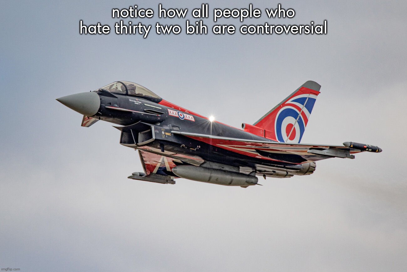 Eurofighter Typhoon Blackjack livery | notice how all people who hate thirty two bih are controversial | image tagged in eurofighter typhoon blackjack livery | made w/ Imgflip meme maker