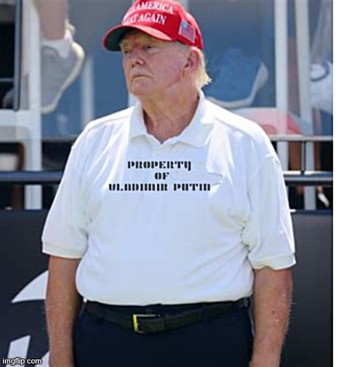 Property of Vladimir Putin | image tagged in property of vladimir putin,putin's putz,traitor trump | made w/ Imgflip meme maker