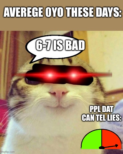 Smiling Cat | averege 0yo these days:; 6-7 is bad; ppl dat can tel lies: | image tagged in memes,smiling cat | made w/ Imgflip meme maker
