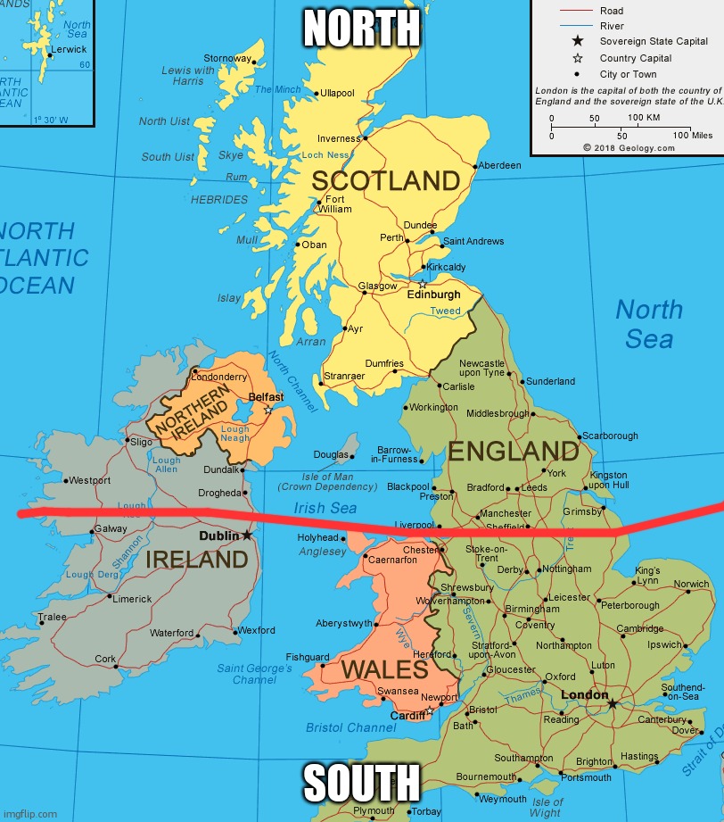 there i found the divide | north; south | image tagged in uk | made w/ Imgflip meme maker