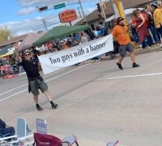 Two banners with a guy | image tagged in msmg | made w/ Imgflip meme maker