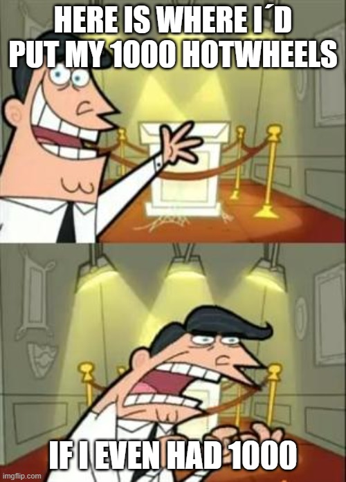 This Is Where I'd Put My Trophy If I Had One | here is where i´d put my 1000 hotwheels; if i even had 1000 | image tagged in memes,this is where i'd put my trophy if i had one | made w/ Imgflip meme maker
