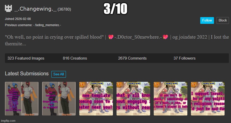 3/10 | made w/ Imgflip meme maker