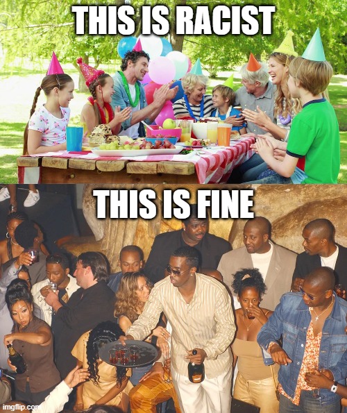 this is racist; this is fine | image tagged in racism | made w/ Imgflip meme maker