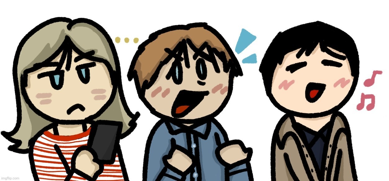 Beth, Art and Jones (My Life in Film 2004). Do not comment "triple baka" btw because i KNOW. | image tagged in my life in film,jones,art,beth,drawing | made w/ Imgflip meme maker