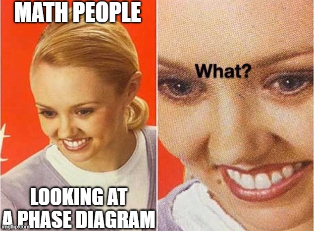 Phase Diagrams are so VISUAL | Math people; Looking at a Phase Diagram | image tagged in confused lady,pchem,thermo,phase diagrams,math | made w/ Imgflip meme maker