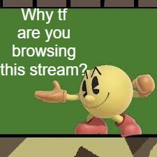 Why Tf Are You Browsing This Stream? | Why tf are you browsing this stream? | image tagged in pac man stfu,memes,why,question | made w/ Imgflip meme maker