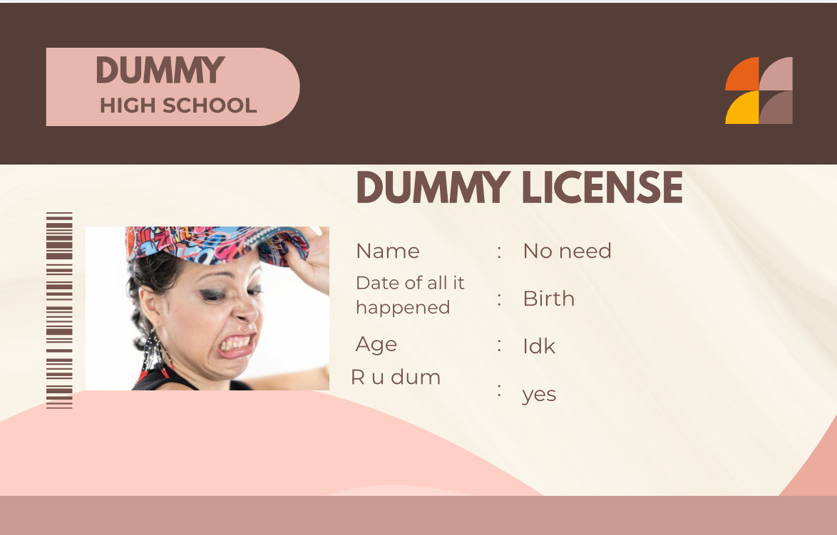 High Quality Dummy licsense Blank Meme Template